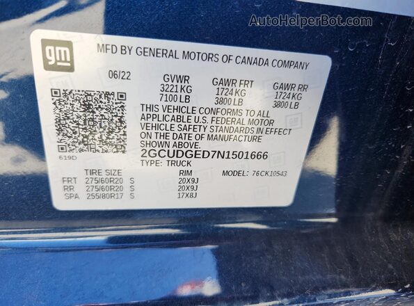 2GCUDGED7N1501666 2022 CHEVROLET SILVERADO Blue Вид підкапотного простору