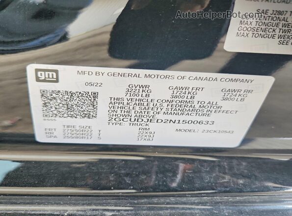 2GCUDJED2N1500633 2022 CHEVROLET SILVERADO Black Widok komory silnika