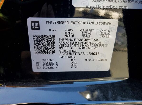 2GCUKEED2S1184031 2025 CHEVROLET SILVERADO Black Widok komory silnika