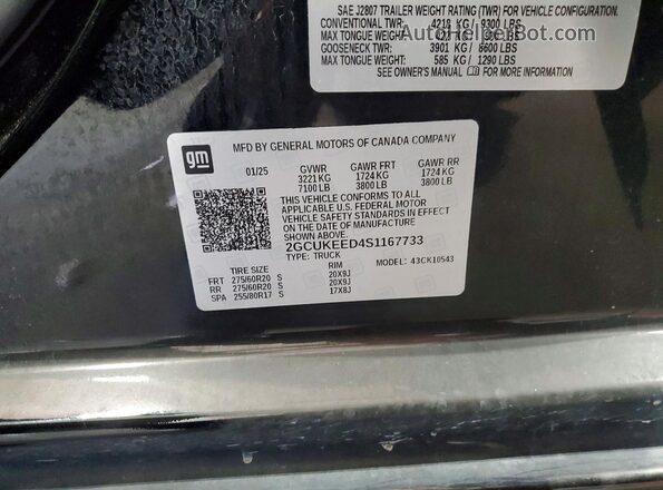 2GCUKEED4S1167733 2025 CHEVROLET SILVERADO Black Engine compartment view