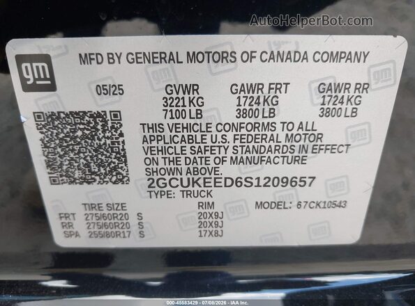 2GCUKEED6S1209657 2025 CHEVROLET SILVERADO Black Vista del compartimento del motor