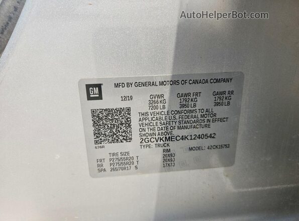 2GCVKMEC4K1240542 2019 CHEVROLET SILVERADO Silver Engine compartment view