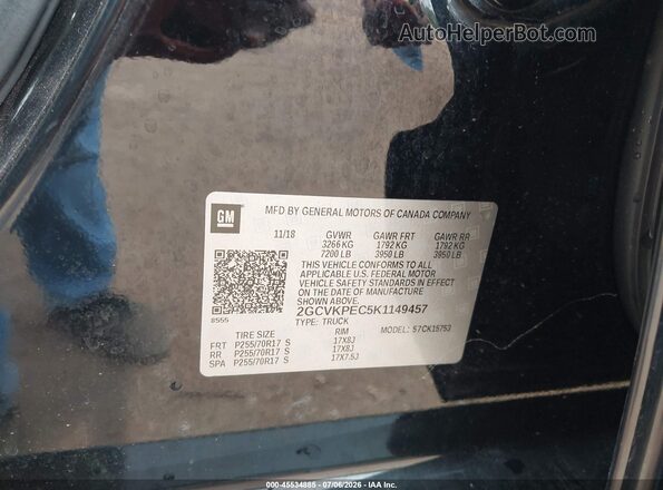 2GCVKPEC5K1149457 2019 CHEVROLET SILVERADO Black Շարժիչի բաժամունքի տեսք