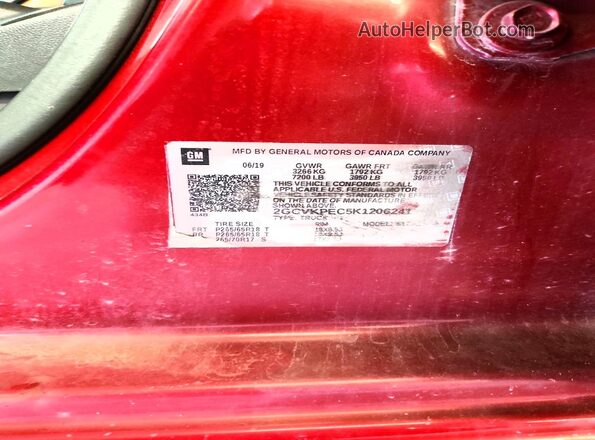 2GCVKPEC5K1206241 2019 CHEVROLET SILVERADO Maroon ძრავის განყოფილების ხედი