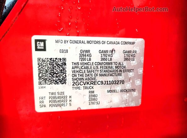 2GCVKREC9J1103270 2018 CHEVROLET SILVERADO Red Вид підкапотного простору