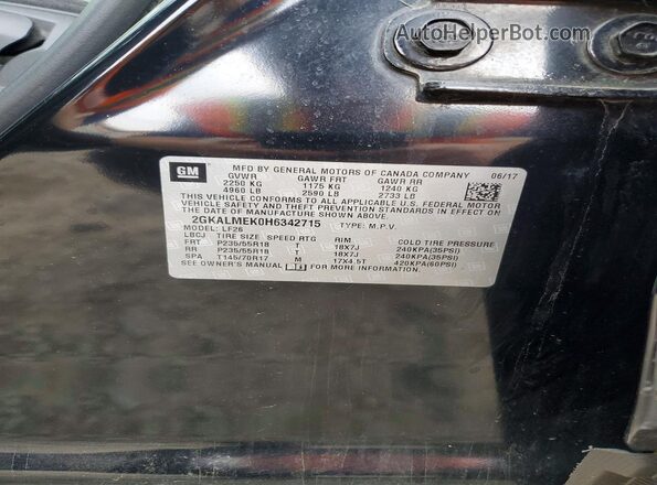 2GKALMEK0H6342715 2017 GMC TERRAIN Black VIN կոդի պիտակի տեսք