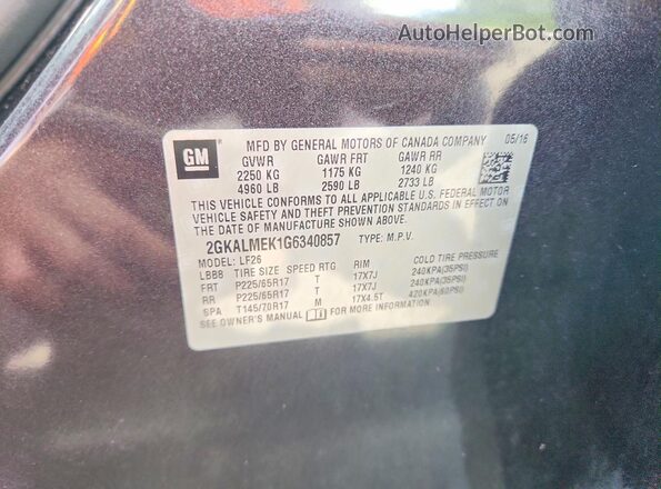 2GKALMEK1G6340857 2016 GMC TERRAIN Черный Вид подкапотного пространства