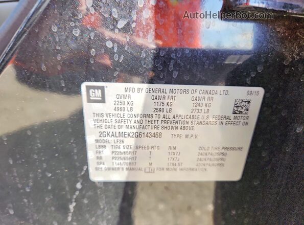 2GKALMEK2G6143468 2016 GMC TERRAIN Black VIN კოდის სტიკერის ხედი