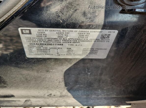 2GKALMEK2H6111444 2017 GMC TERRAIN Black 360 interior view