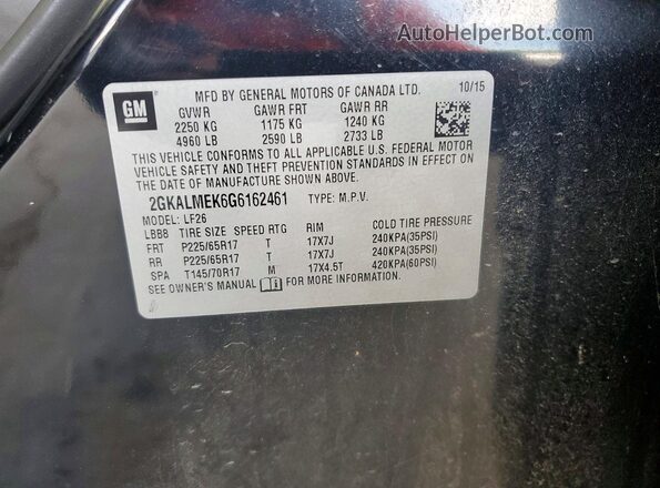 2GKALMEK6G6162461 2016 GMC TERRAIN Black Вид підкапотного простору