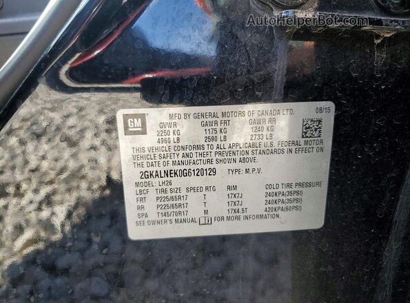 2GKALNEK0G6120129 2016 GMC TERRAIN Black Vista de la etiqueta del VIN