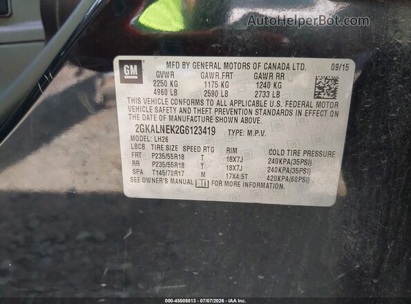 2GKALNEK2G6123419 2016 GMC TERRAIN Черный Вид подкапотного пространства