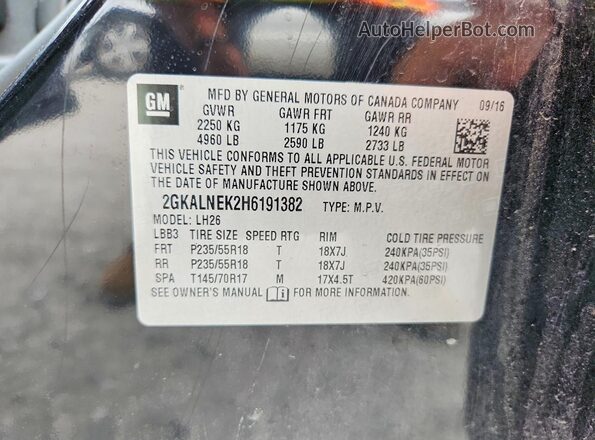 2GKALNEK2H6191382 2017 GMC TERRAIN Black Engine compartment view