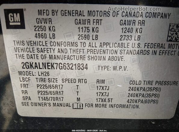 2GKALNEK7G6321834 2016 GMC TERRAIN Black Widok komory silnika