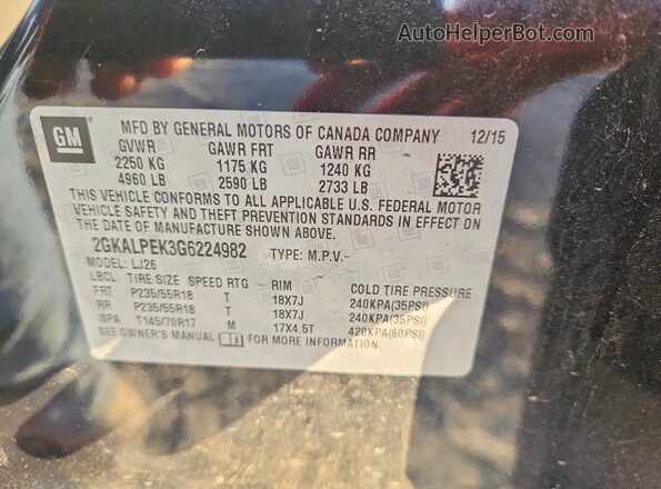 2GKALPEK3G6224982 2016 GMC TERRAIN Black ძრავის განყოფილების ხედი