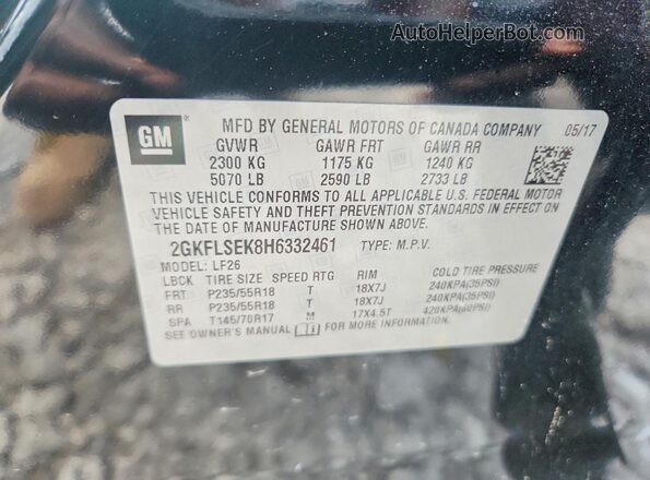 2GKFLSEK8H6332461 2017 GMC TERRAIN Black 360 interior view