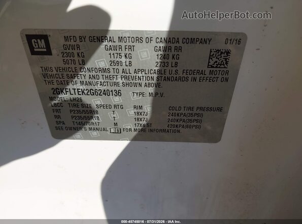 2GKFLTEK2G6240136 2016 GMC TERRAIN Silver Widok komory silnika