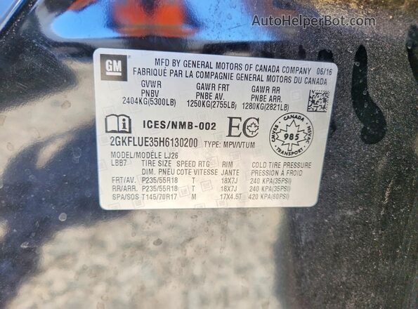 2GKFLUE35H6130200 2017 GMC TERRAIN Black Вид підкапотного простору