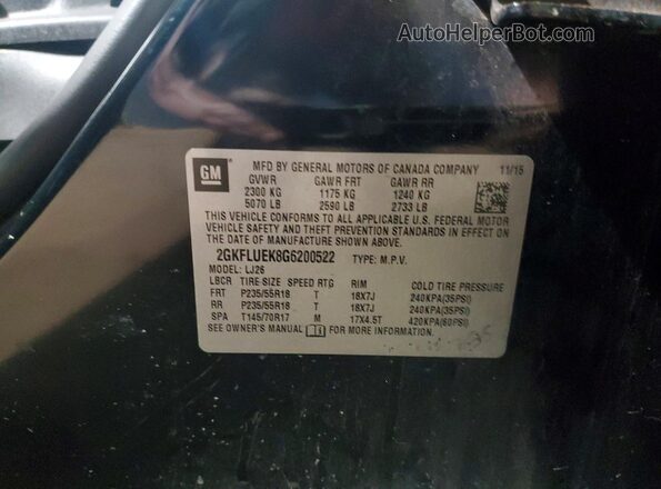 2GKFLUEK8G6200522 2016 GMC TERRAIN Черный Вид наклейки с VIN-кодом