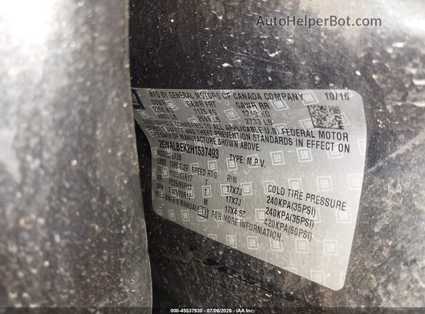 2GNALBEK2H1537493 2017 CHEVROLET EQUINOX Серый Вид подкапотного пространства