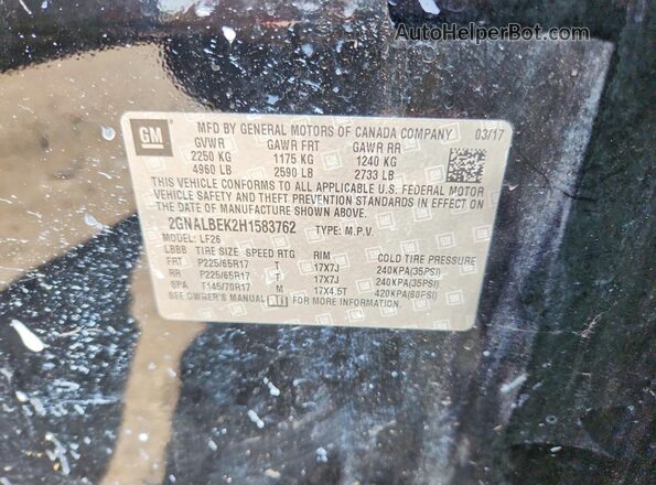 2GNALBEK2H1583762 2017 CHEVROLET EQUINOX Black VIN sticker view