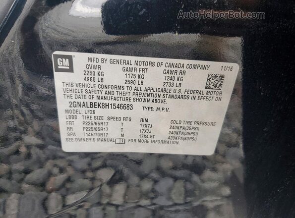 2GNALBEK8H1546683 2017 CHEVROLET EQUINOX Black Vista de la etiqueta del VIN