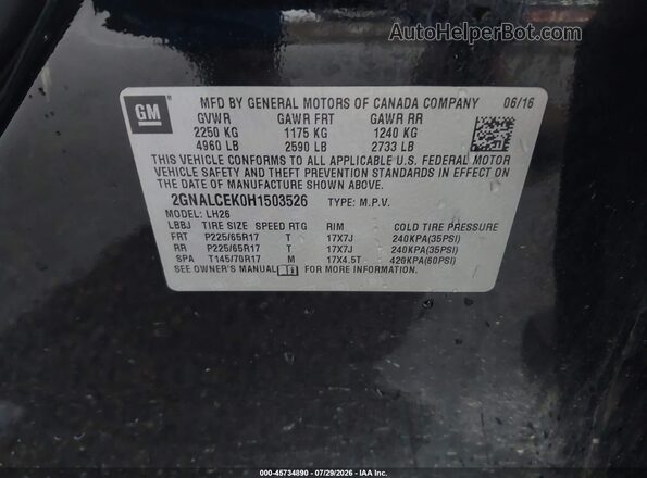 2GNALCEK0H1503526 2017 CHEVROLET EQUINOX Black Engine compartment view