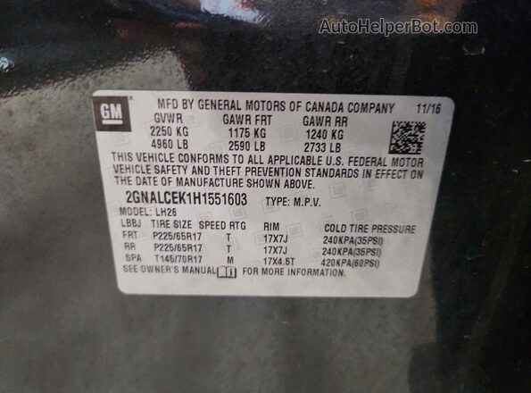 2GNALCEK1H1551603 2017 CHEVROLET EQUINOX Charcoal VIN կոդի պիտակի տեսք