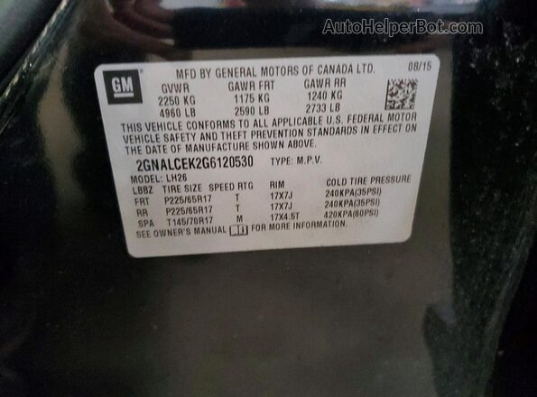 2GNALCEK2G6120530 2016 CHEVROLET EQUINOX Black სალონის 360-გრადუსიანი ხედი