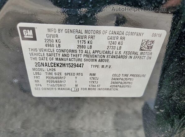 2GNALCEK2H1529447 2017 CHEVROLET EQUINOX Black Vista de la etiqueta del VIN