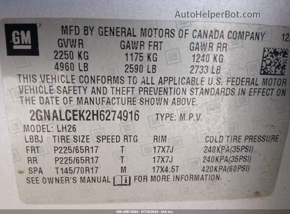 2GNALCEK2H6274916 2017 CHEVROLET EQUINOX Silver Widok komory silnika