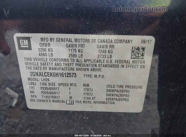 2GNALCEK6H1612573 2017 CHEVROLET EQUINOX Dark Blue Engine compartment view