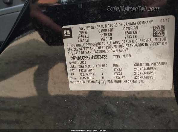 2GNALCEK7H1563433 2017 CHEVROLET EQUINOX Black Engine compartment view