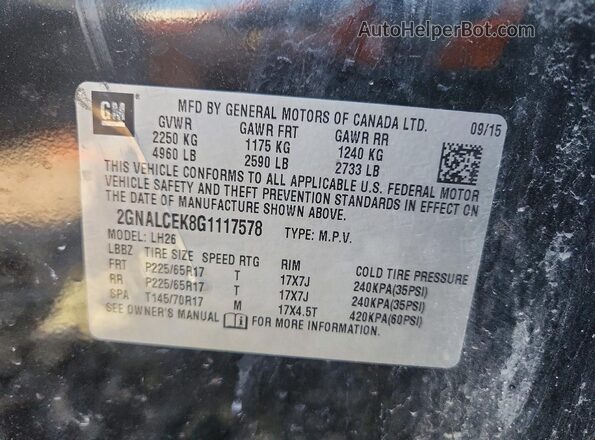 2GNALCEK8G1117578 2016 CHEVROLET EQUINOX Black VIN կոդի պիտակի տեսք