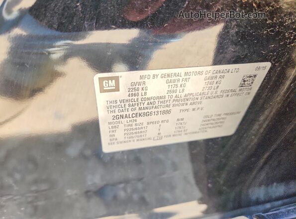 2GNALCEK8G6131886 2016 CHEVROLET EQUINOX Черный Вид подкапотного пространства
