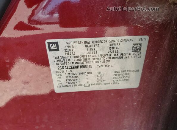 2GNALCEK8H1606015 2017 CHEVROLET EQUINOX Red Engine compartment view