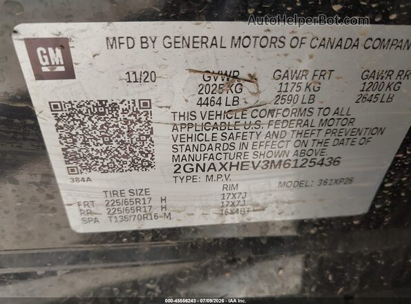 2GNAXHEV3M6125436 2021 CHEVROLET EQUINOX Black Vista del compartimento del motor