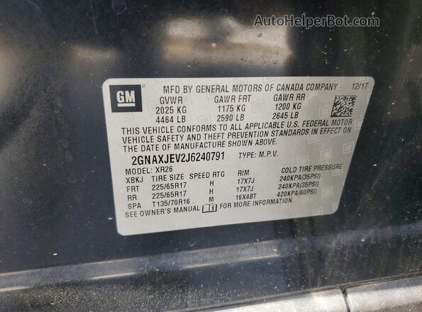 2GNAXJEV2J6240791 2018 CHEVROLET EQUINOX Black VIN sticker view