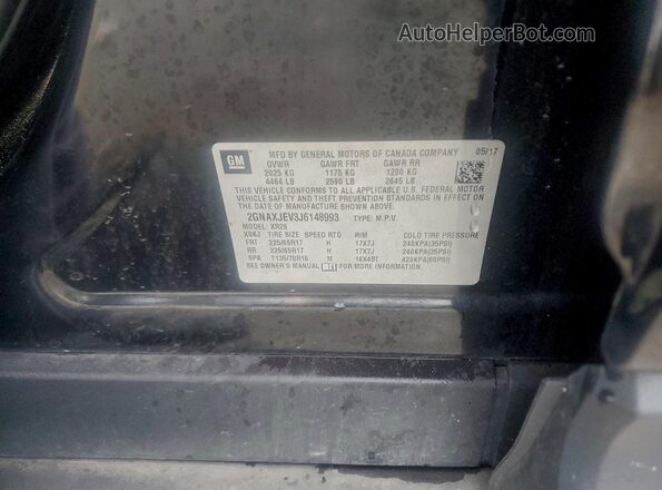 2GNAXJEV3J6148993 2018 CHEVROLET EQUINOX Black VIN կոդի պիտակի տեսք