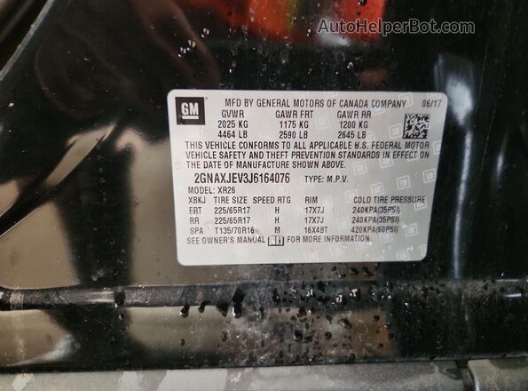 2GNAXJEV3J6164076 2018 CHEVROLET EQUINOX Black 360 interior view