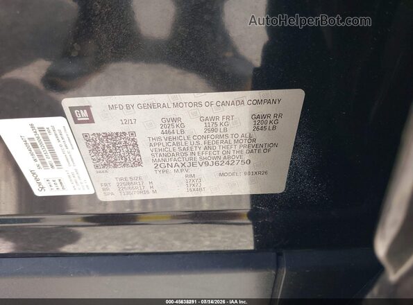 2GNAXJEV9J6242750 2018 CHEVROLET EQUINOX Black Вид підкапотного простору