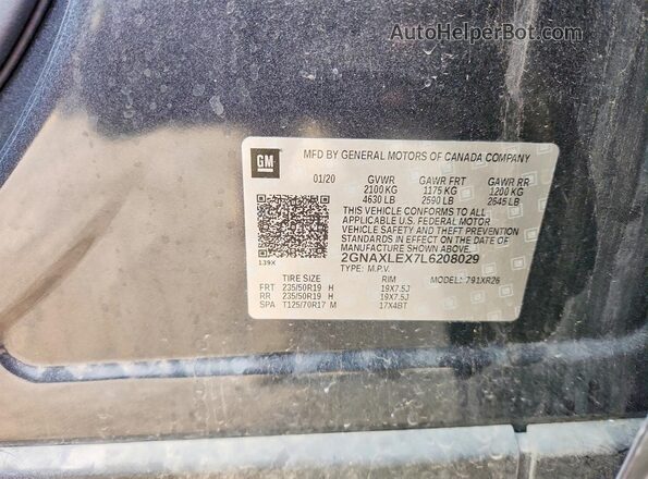 2GNAXLEX7L6208029 2020 CHEVROLET EQUINOX Gray Vista del compartimento del motor