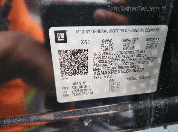 2GNAXPEX5L6236032 2020 CHEVROLET EQUINOX Black VIN կոդի պիտակի տեսք