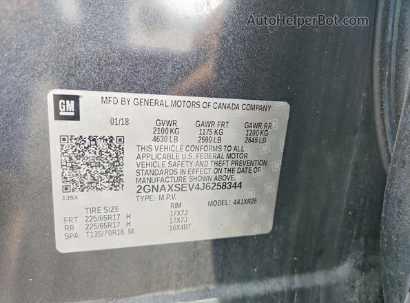2GNAXSEV4J6258344 2018 CHEVROLET EQUINOX Charcoal Vista interior de 360 grados