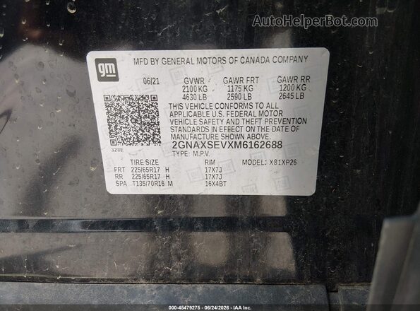 2GNAXSEVXM6162688 2021 CHEVROLET EQUINOX Dark Blue Вид підкапотного простору