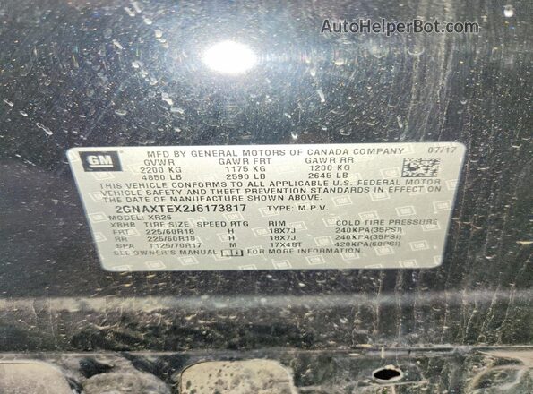 2GNAXTEX2J6173817 2018 CHEVROLET EQUINOX Black Widok wnętrza 360 stopni