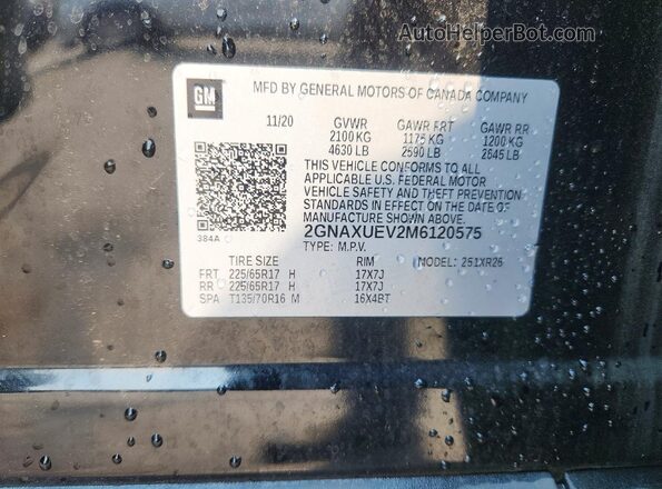 2GNAXUEV2M6120575 2021 CHEVROLET EQUINOX Charcoal Widok wnętrza 360 stopni