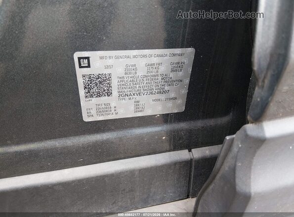 2GNAXVEV2J6249207 2018 CHEVROLET EQUINOX Gray ძრავის განყოფილების ხედი