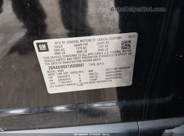 2GNAXWEX7J6209597 2018 CHEVROLET EQUINOX Черный Вид подкапотного пространства