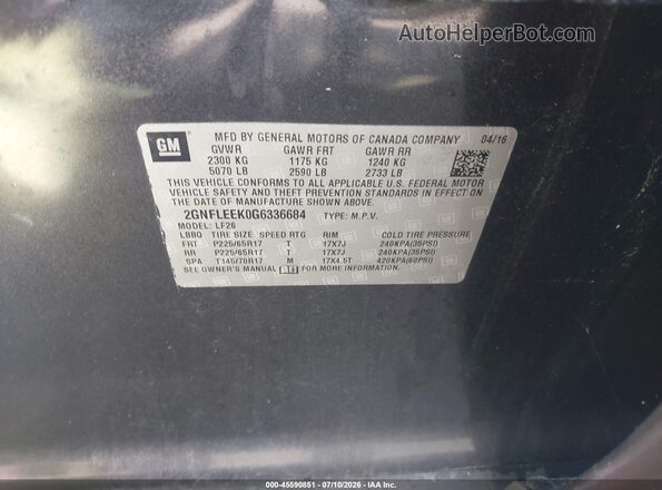 2GNFLEEK0G6336684 2016 CHEVROLET EQUINOX Черный Вид подкапотного пространства